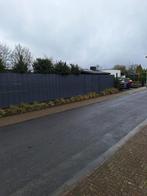 Staafs hekwerk met blindering en dubbele toegangspoort, Ophalen, Met poort, Gebruikt, Dubbelstaafmat hekwerk