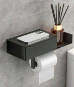 Zwart toiletrolhouder met opbergplankje, Ophalen of Verzenden, Nieuw, Zwart, Overige typen
