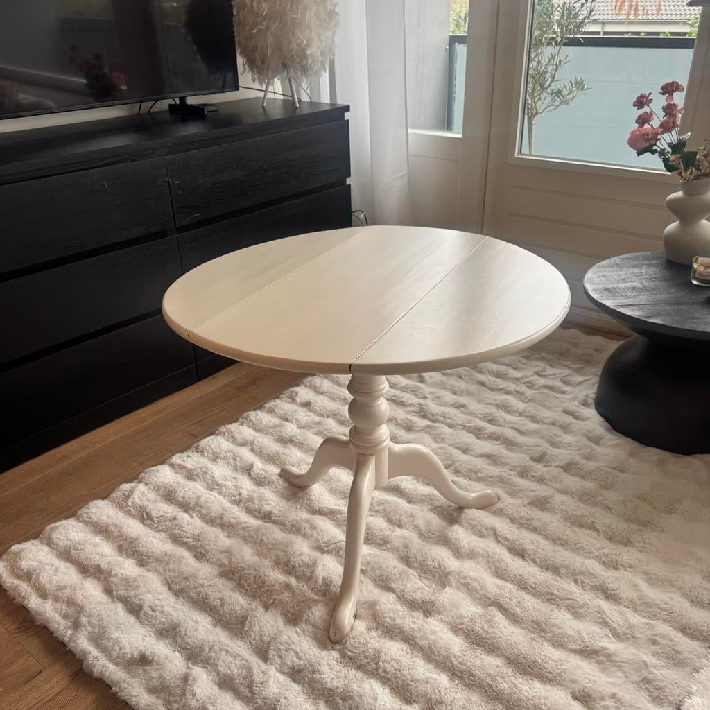 Ronde witte klaptafel / inklapbare eettafel - 75 cm, Huis en Inrichting, Tafels | Bijzettafels, Gebruikt, Rond, Ophalen of Verzenden
