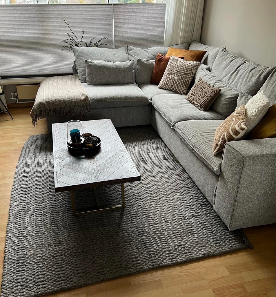 Grijs wollen vloerkleed, Ophalen, Gebruikt, 150 tot 200 cm, 200 cm of meer