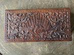 Prachtig teak houten kistje met Javaans houtsnijwerk, Ophalen of Verzenden, Gebruikt, Overige houtsoorten, Minder dan 50 cm