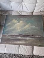 Schilderij met landschap en wolken gesigneerd, Antiek en Kunst, Ophalen of Verzenden