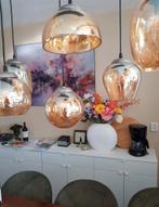 Hanglamp met 5 amberkleurige glazen kappen, Ophalen, Glas, Minder dan 50 cm