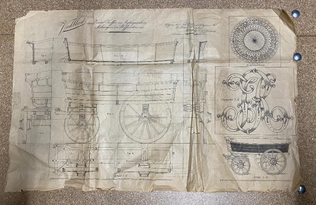 Oude Tekening van een Boerenkar uit Vakblad, Ophalen of Verzenden, Gebruikt, 1:32 tot 1:50