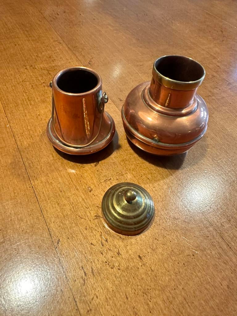 2 koperen/messing potjes van oma, Ophalen of Verzenden