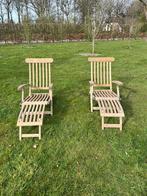 Teakhouten ligstoelen, Tuin en Terras, Ophalen, Gebruikt, Teakhout, Verstelbaar