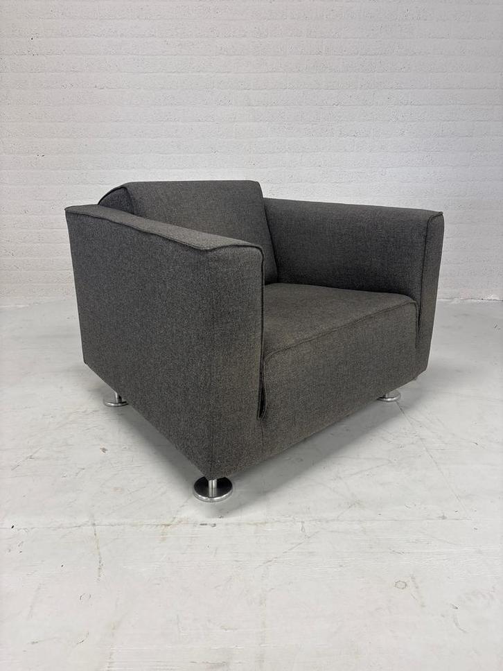 Set van 2 Gelderland fauteuils - Henk Vos design - Grijs, Huis en Inrichting, Fauteuils, Gebruikt, Stof, 75 tot 100 cm, 75 tot 100 cm