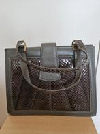 Leren vintage handtas grijs slangen-leer -print, Ophalen of Verzenden, Zo goed als nieuw, Grijs, Handtas