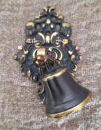 Antieke messing wandbel deurbel zwart/goudkleurig, Antiek en Kunst, Ophalen of Verzenden