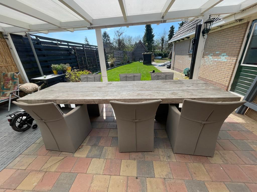 Nevada tuintafel met 8 stoelen, Ophalen, Gebruikt, Rechthoekig, Hout