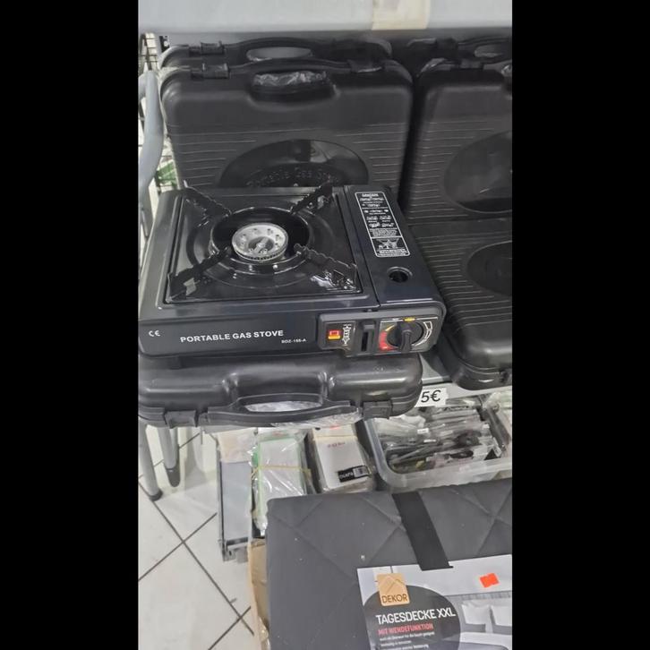 1 pits gasstel met 4 gasflessen, Caravans en Kamperen, Kampeeraccessoires, Nieuw, Ophalen