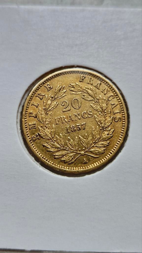 Gouden 20 francs 1857, Ophalen of Verzenden, Goud