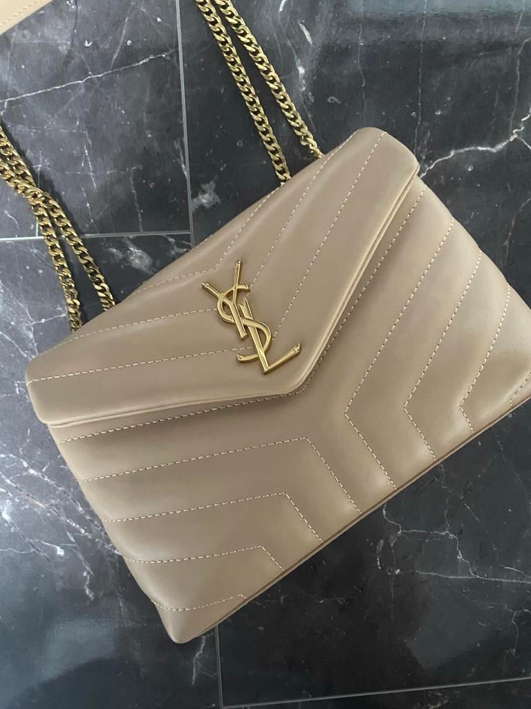 YSL geïnspireerde tas - Beige schoudertasje, Ophalen of Verzenden, Zo goed als nieuw, Beige, Schoudertasje