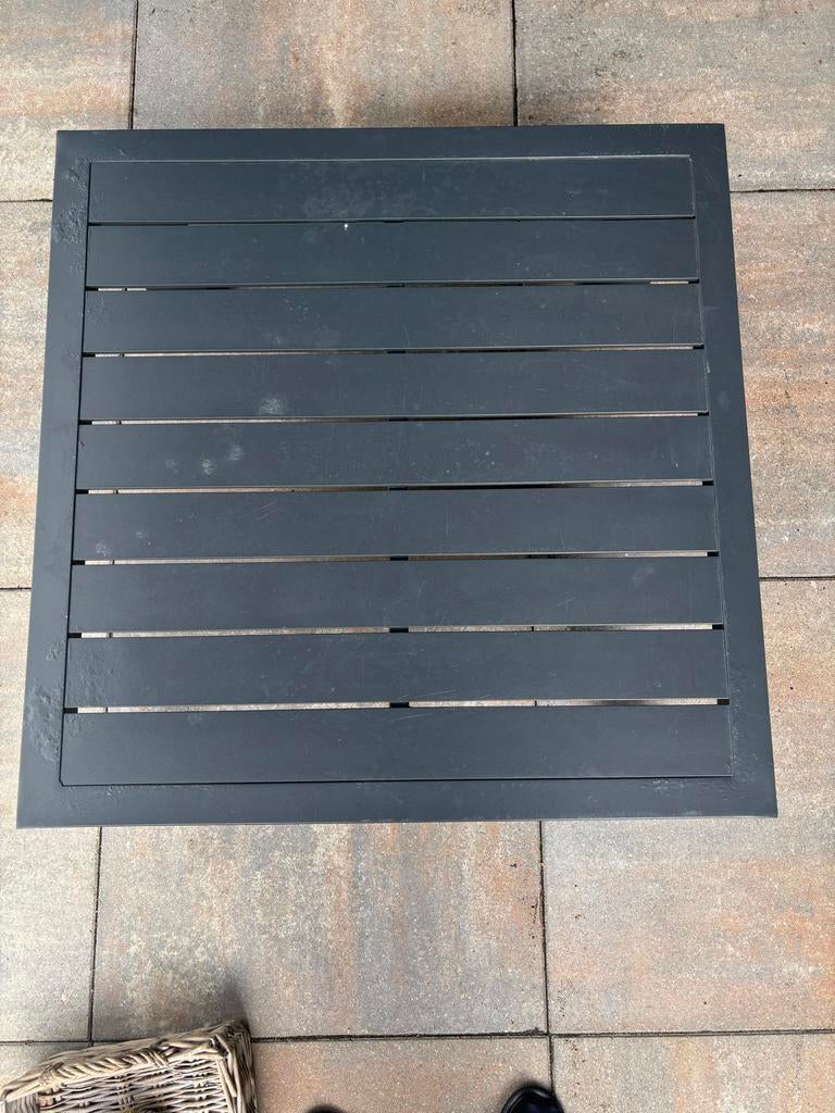 2 antraciet bijzettafels / salontafels, Ophalen, Gebruikt, Vierkant, Aluminium