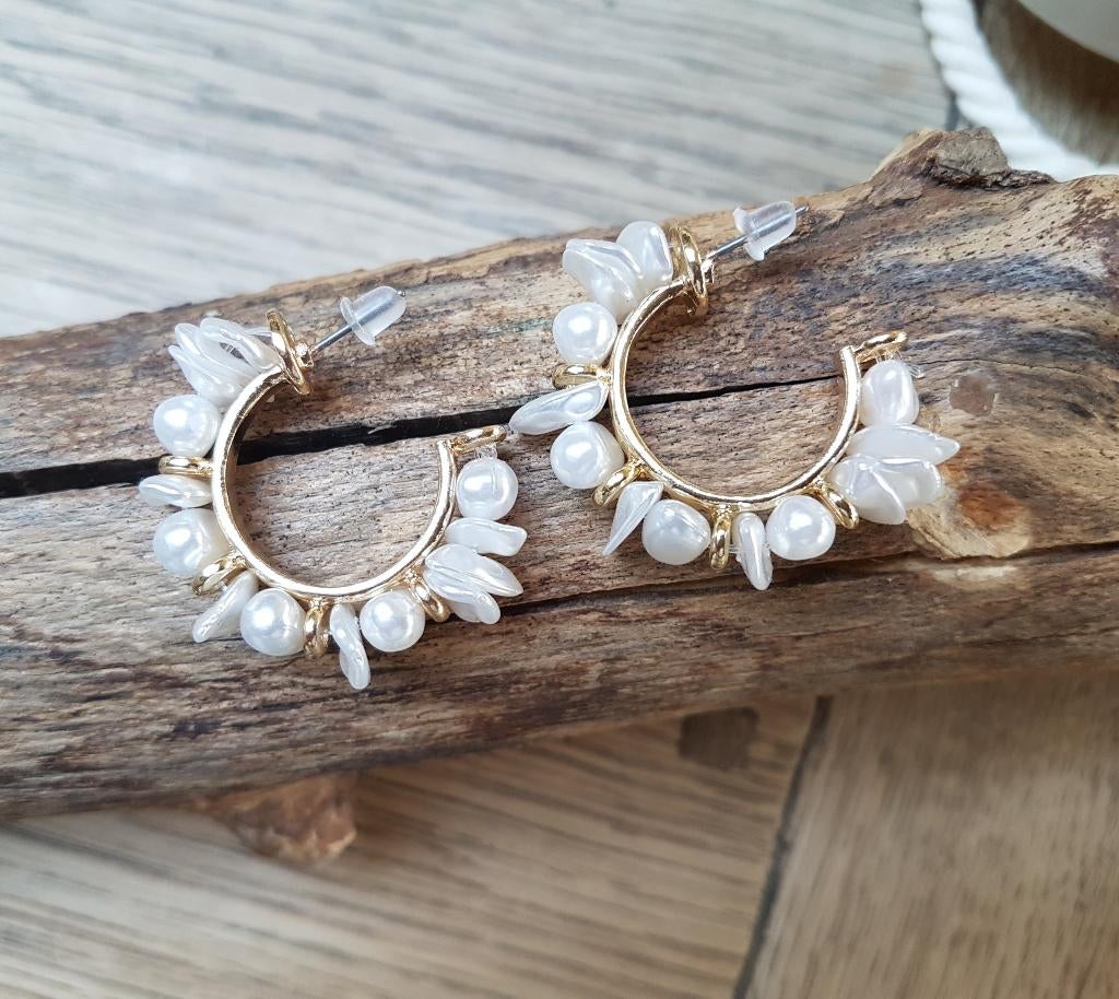 Barok Parel Hoop Oorbellen, Sieraden, Tassen en Uiterlijk, Oorbellen, Overige materialen, Verzenden, Nieuw, Knopjes of Stekers