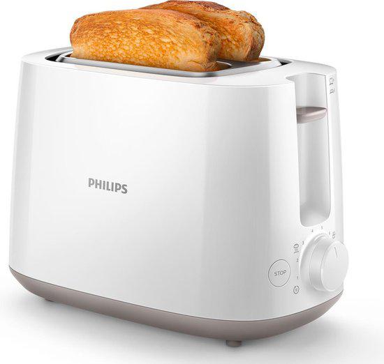 Philips Daily HD2581 Broodrooster Wit, Witgoed en Apparatuur, Broodroosters, Ophalen of Verzenden, Zo goed als nieuw, Uitneembare kruimellade