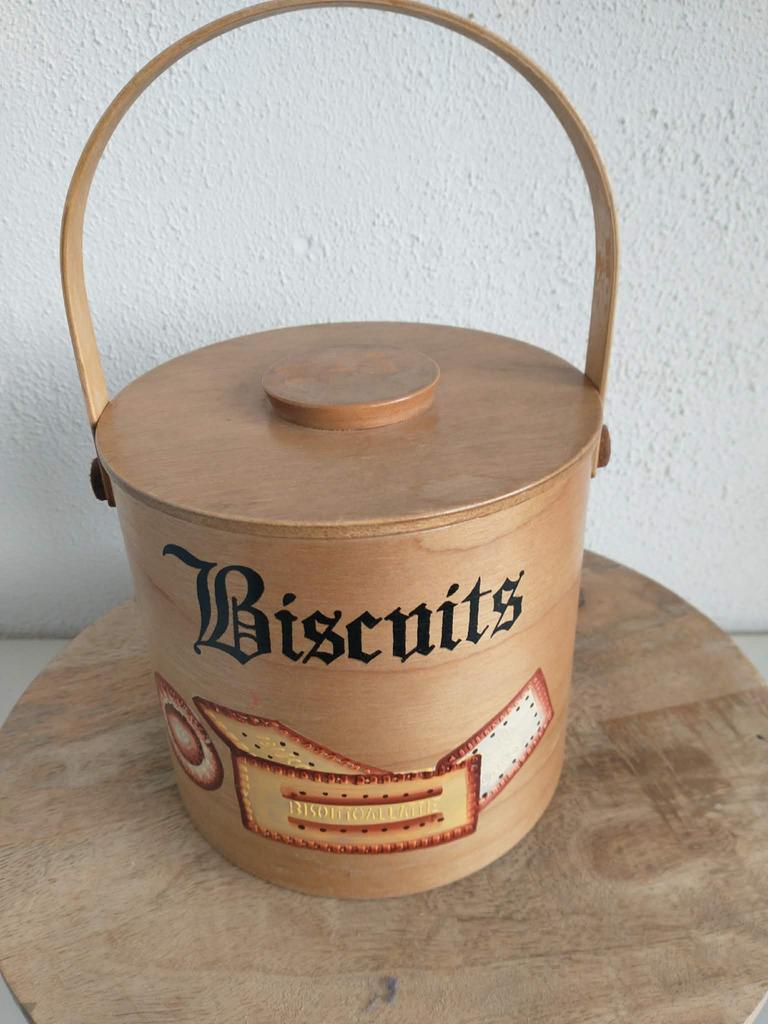 Vintage Houten Koekjes Trommel - Goede Conditie, Ophalen of Verzenden