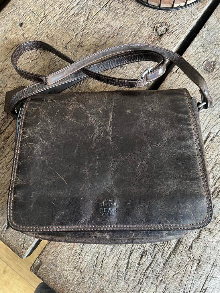 Bear Design leren tas - Zeer goede staat, Sieraden, Tassen en Uiterlijk, Tassen | Schoudertassen, Overige merken, Bruin, Ophalen of Verzenden