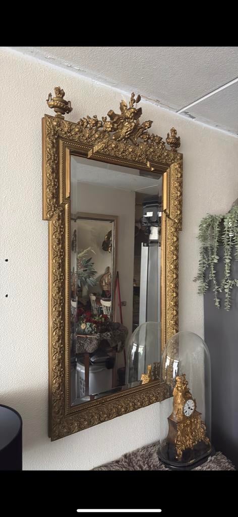 Antieke spiegel, Antiek en Kunst, Antiek | Spiegels, Ophalen of Verzenden, Rechthoekig