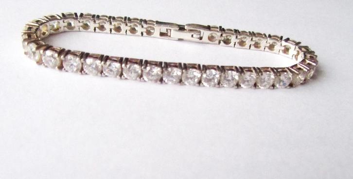 925 zilveren armband vol heldere 34 x facetgeslepen zirkonia, Sieraden, Tassen en Uiterlijk, Antieke sieraden, Armband, Zilver