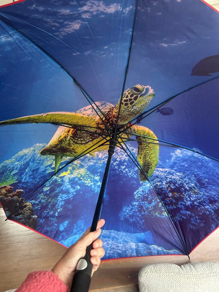 Paraplu Postcodeloterij schildpad, Ophalen of Verzenden, Nieuw, Rood