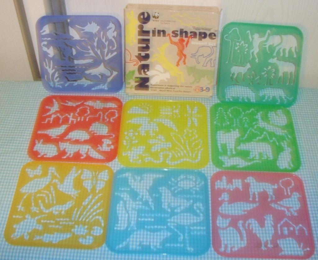 TUPPERTOYS 8 stuks Sjablonen wilde dieren WWF Tupperware, Gebruikt, Geschikt voor karton, Overige typen, Dieren