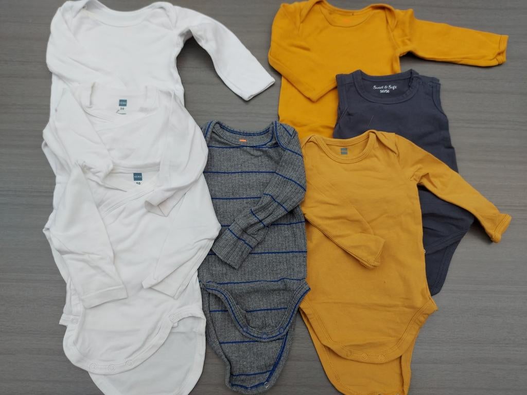 6 rompertjes maat 50-56, Hema, Kinderen en Baby's, Babykleding | Maat 50, Nacht- of Onderkleding, Gebruikt, Jongetje of Meisje