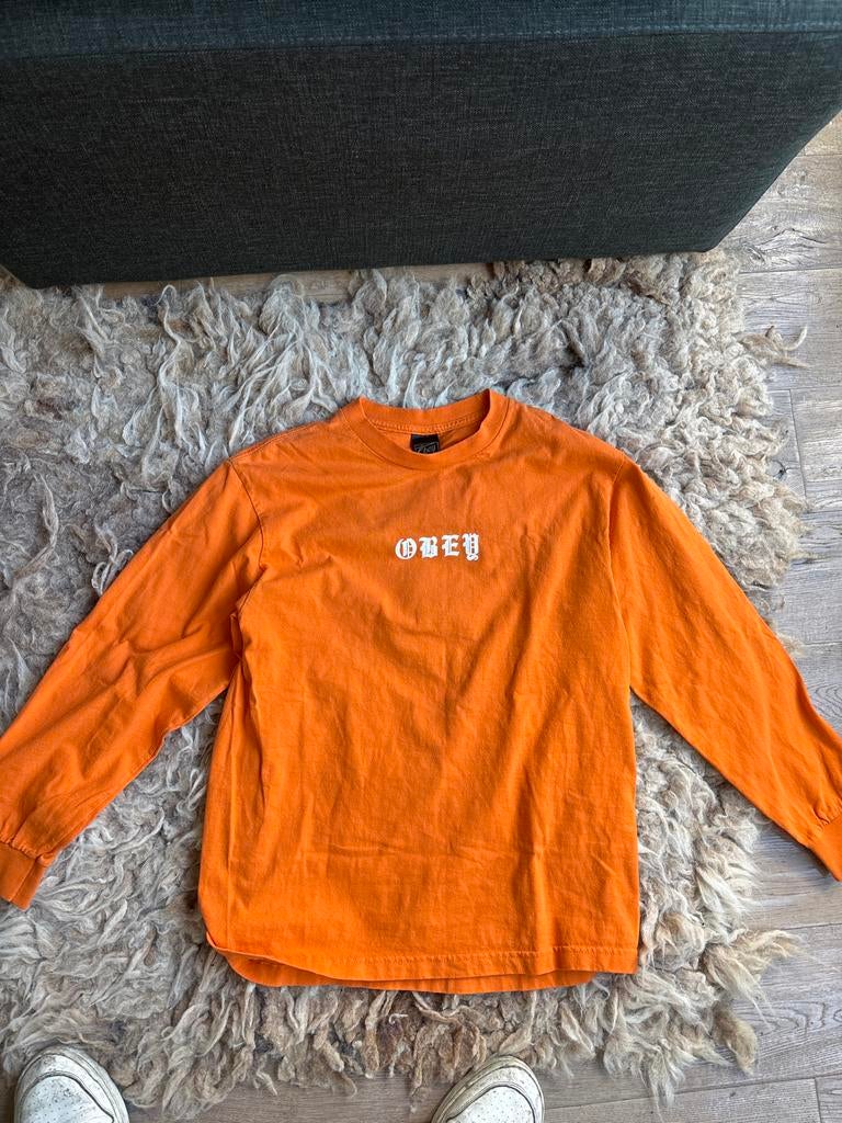 Obey longsleeve M - Oranje met print, Ophalen, Gedragen, Maat 48/50 (M), Oranje