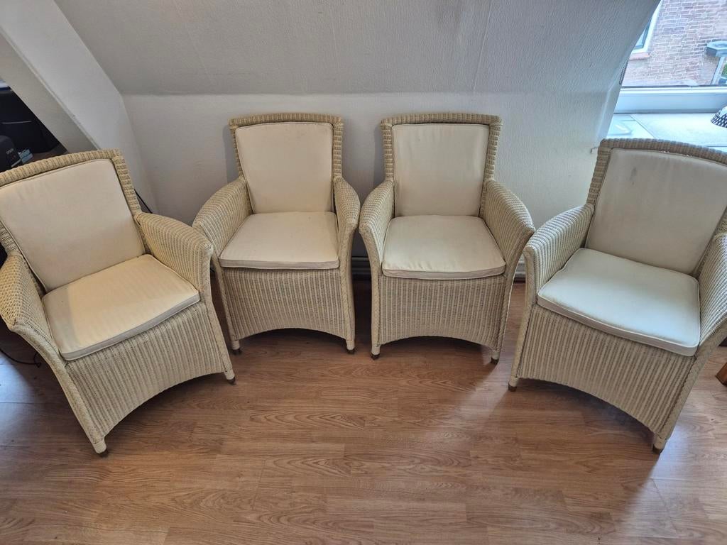 4 Lloyd Loom huiskamer stoelen, Ophalen, Gebruikt, Bruin, Vijf, Zes of meer stoelen