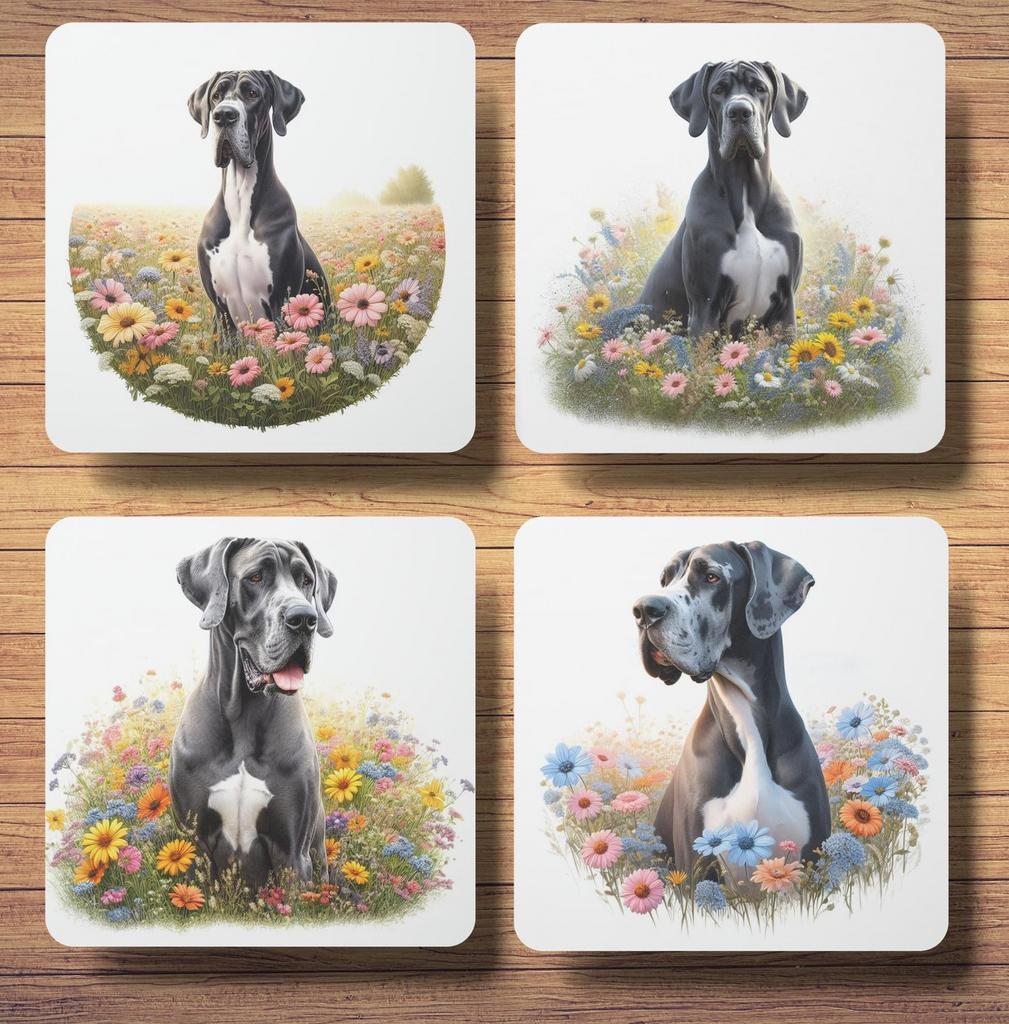 Duitse Dog Lente onderzetters met houder, Ophalen of Verzenden, Nieuw, Glas of Kopje