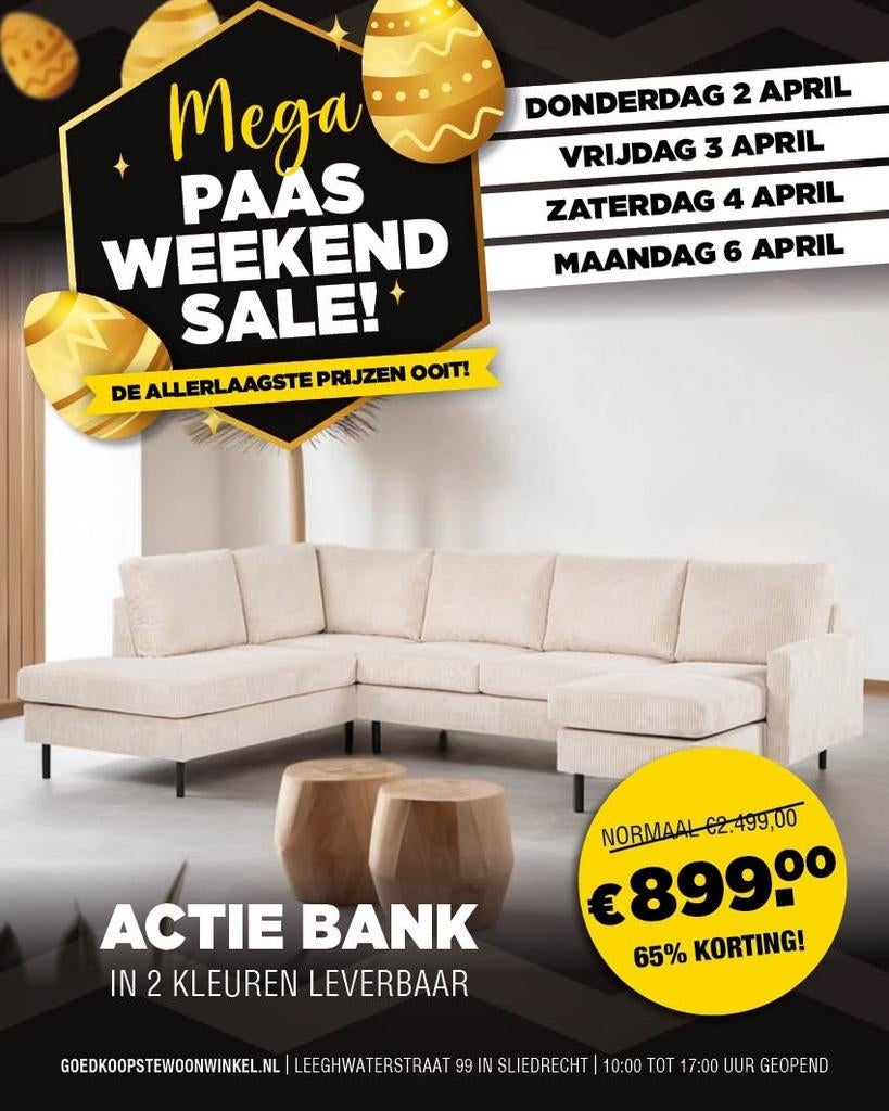 Mooie bank nu 899€ - Direct leverbaar!, Ophalen of Verzenden, Nieuw, Stof