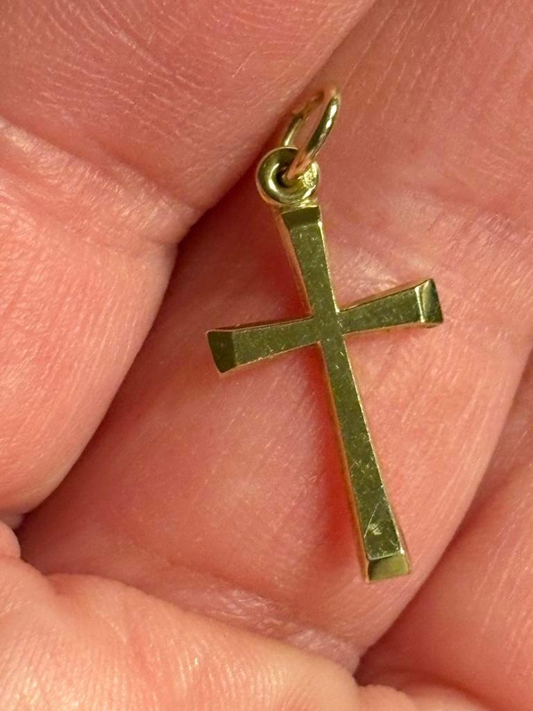 14 Karaat Gouden Kruis Ketting Hanger, Sieraden, Tassen en Uiterlijk, Kettinghangers, Ophalen of Verzenden, Zo goed als nieuw