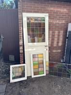 3 deuren met glas-in-lood + diverse glas-in-lood raampjes, Doe-het-zelf en Verbouw, Deuren en Horren, Ophalen, Gebruikt, Binnendeur