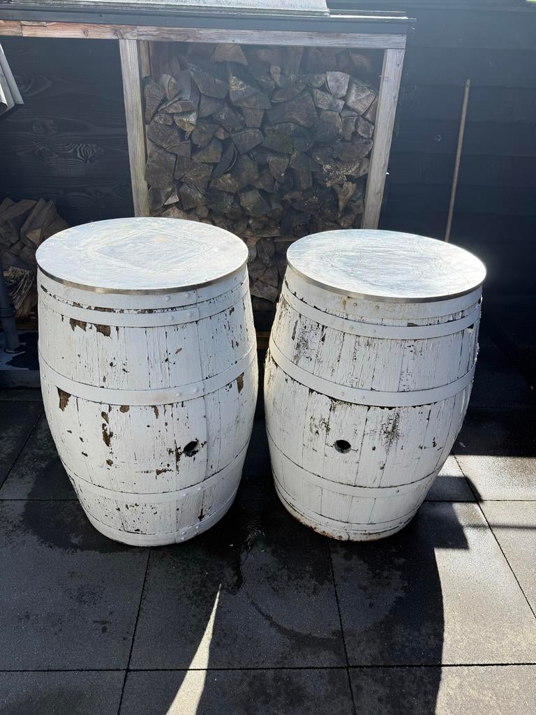 Regenton met RVS afdekplaat, 150 liter of meer, Ophalen, Gebruikt, Hout