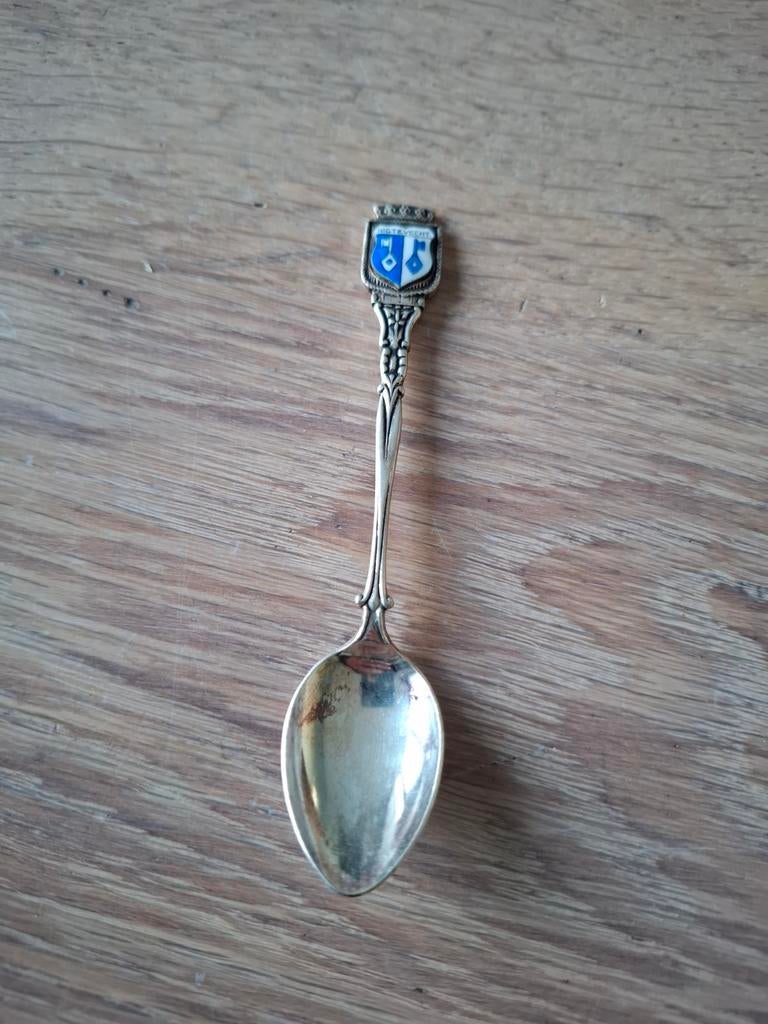 Verzamel lepeltje Nigtevecht emaille zilver/verzilverd 90, Antiek en Kunst, Ophalen of Verzenden