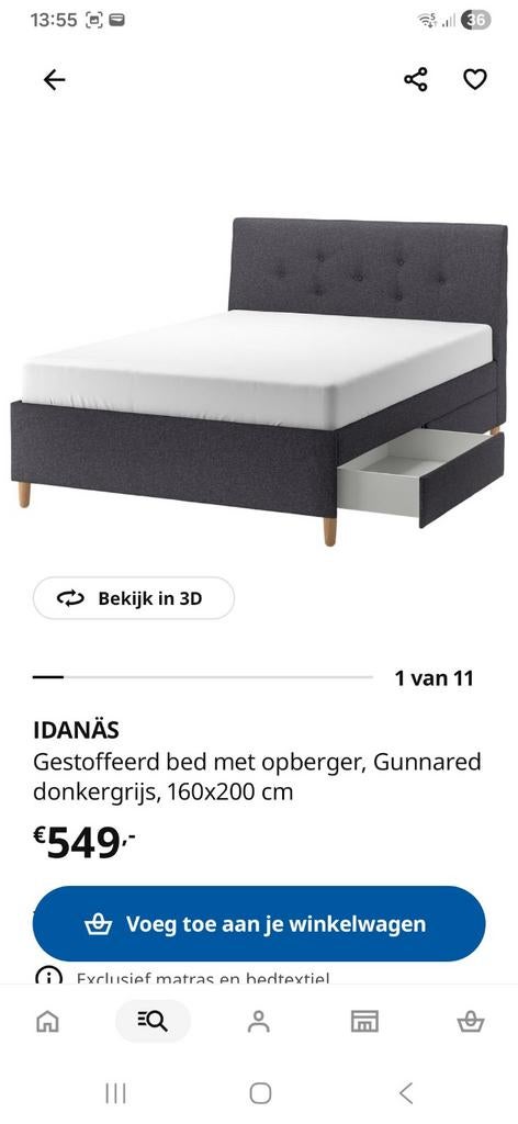 Idanas bedframe ikea, Tweepersoons, Ophalen of Verzenden, Zo goed als nieuw, 160 cm