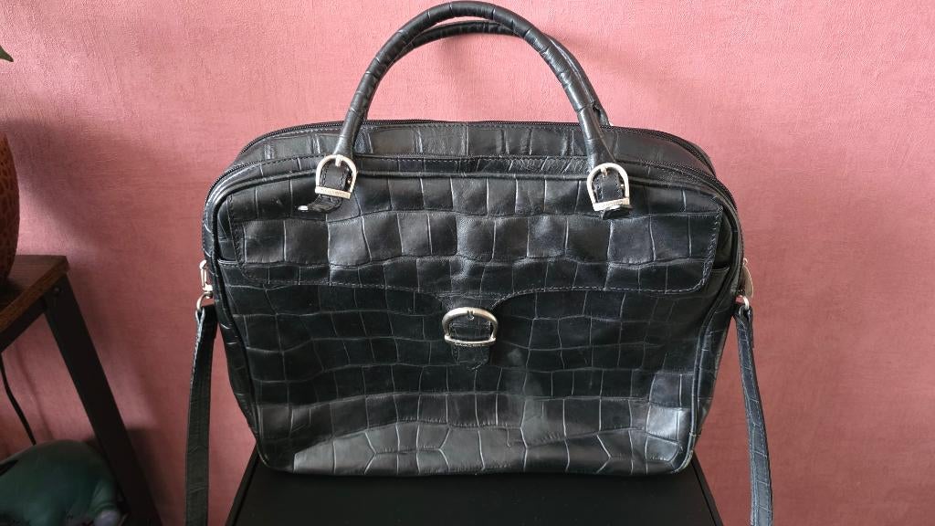 Claudio Fericci🦚Zwarte Grote leren Tas🦚In hele mooie staat, Ophalen, Gebruikt, Zwart, Handtas