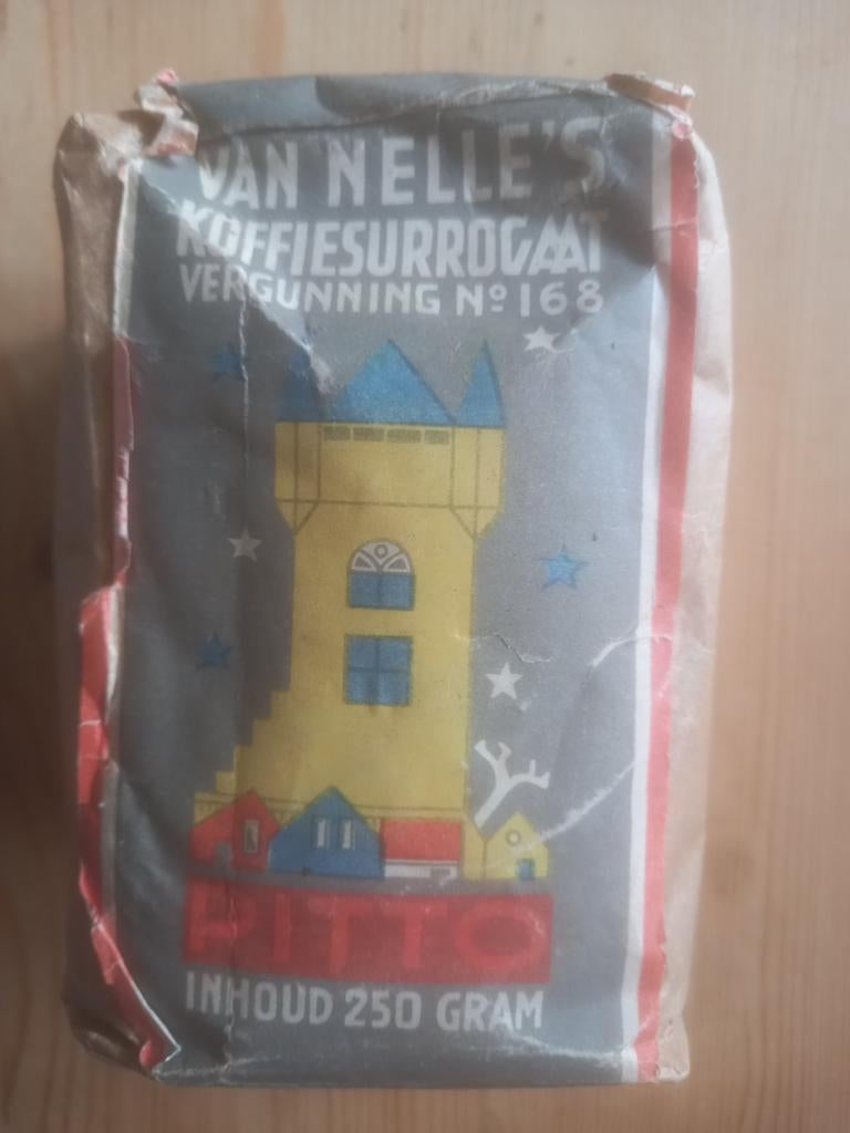 Pitto surrogaat koffie vol pak koffiesurrogaat uit de oorlog, Verzamelen, Ophalen of Verzenden, Gebruikt, Verpakking