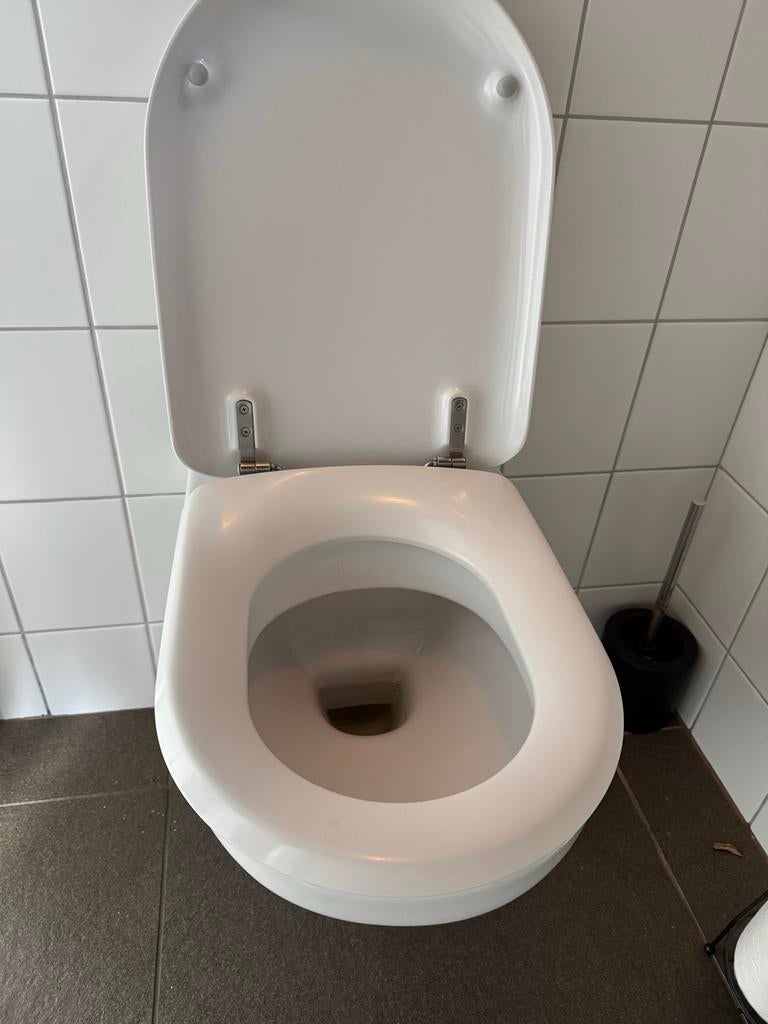 Sfinx hangtoilet wit emaille met fontein., Ophalen of Verzenden, Gebruikt, Toilet