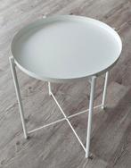 Witte bijzettafel - Ikea Gladom, Huis en Inrichting, Minder dan 55 cm, Metaal of Aluminium, Rond, Zo goed als nieuw