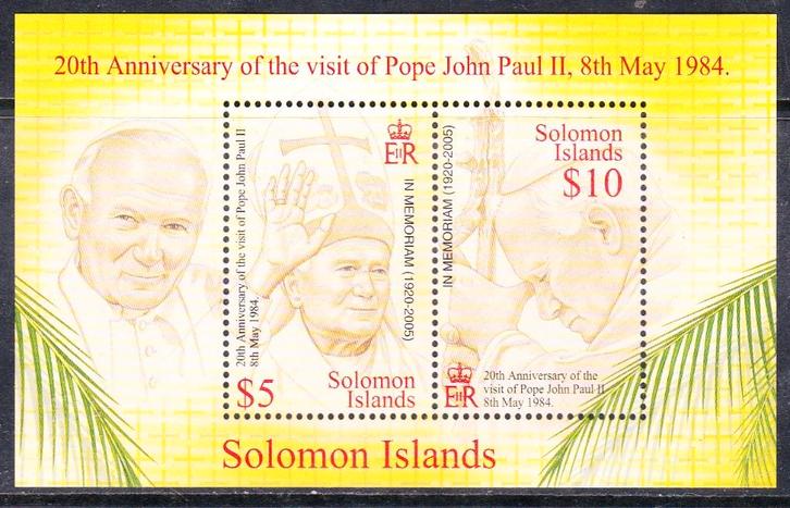 uk Solomon eilanden 2004 pf mi 1136 - 1137 paus Joh. Paulus, Postzegels en Munten, Postzegels | Oceanië, Postfris, Verzenden
