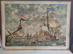 Oude schoolplaat: Krijgsraad Vierdaagse Zeeslag 1666, Antiek en Kunst, Ophalen of Verzenden, Geschiedenis