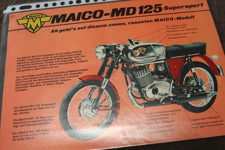 Maico MD125 super sport motorfiets verkoop folder brochure, Motoren, Handleidingen en Instructieboekjes, Overige merken, Ophalen of Verzenden