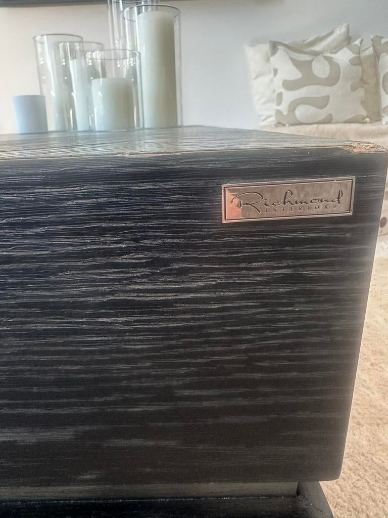 Richmond Blackbone salon tafel 90x90 - Zwart eiken, Gebruikt, Minder dan 50 cm, Eikenhout, Vierkant