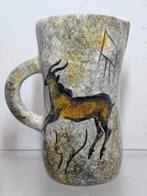 Vintage keramiek vaas kan schenkkan rotstekening grot cave, Ophalen of Verzenden