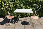 Brocante smeedijzeren tafeltje met 2 stoeltjes / kleuter, Ophalen, Gebruikt, Nvt, Nvt