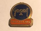 Emaille GEVAERT ROLFILMS BADGE (Oranje/Blauw/Messingkleur)., Verzenden, Zo goed als nieuw, Merk, Speldje of Pin