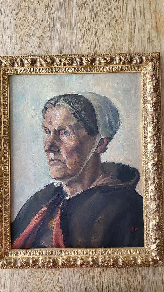 Schilderij P.A. de Hoon. Scheveningse vrouw met nachtmutsje., Antiek en Kunst, Kunst | Schilderijen | Klassiek, Ophalen of Verzenden