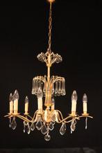 Oude franse kroonluchter versierd met glazen druppels ballen, Ophalen, Gebruikt