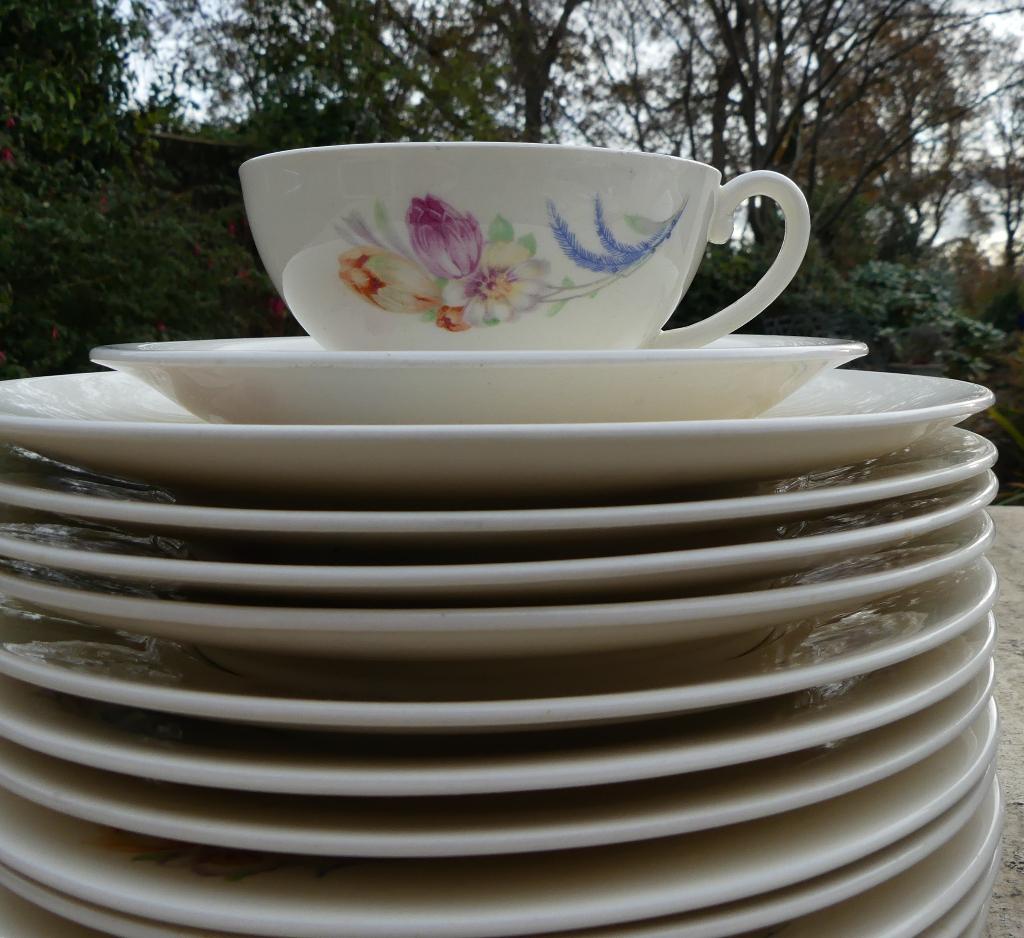 Mosa Tulpen servies Ontbijtborden Kop en Schotels + Roomstel, Ophalen of Verzenden